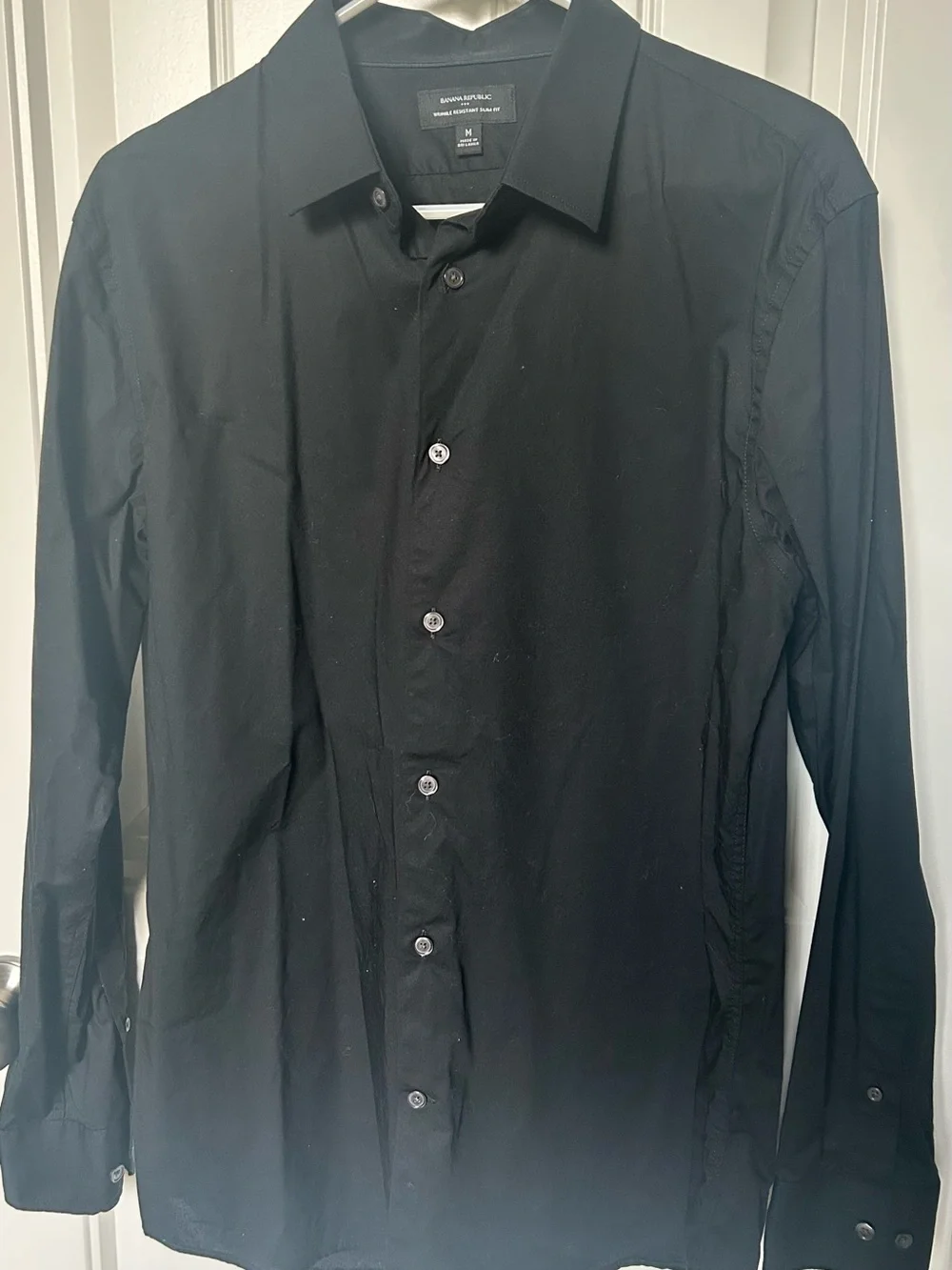 Banana Republic Mens Black Long-Sleeve Dress Shirt